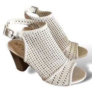 SAM EDELMAN “EVIE” 4”Leather Basket Weave Sandal